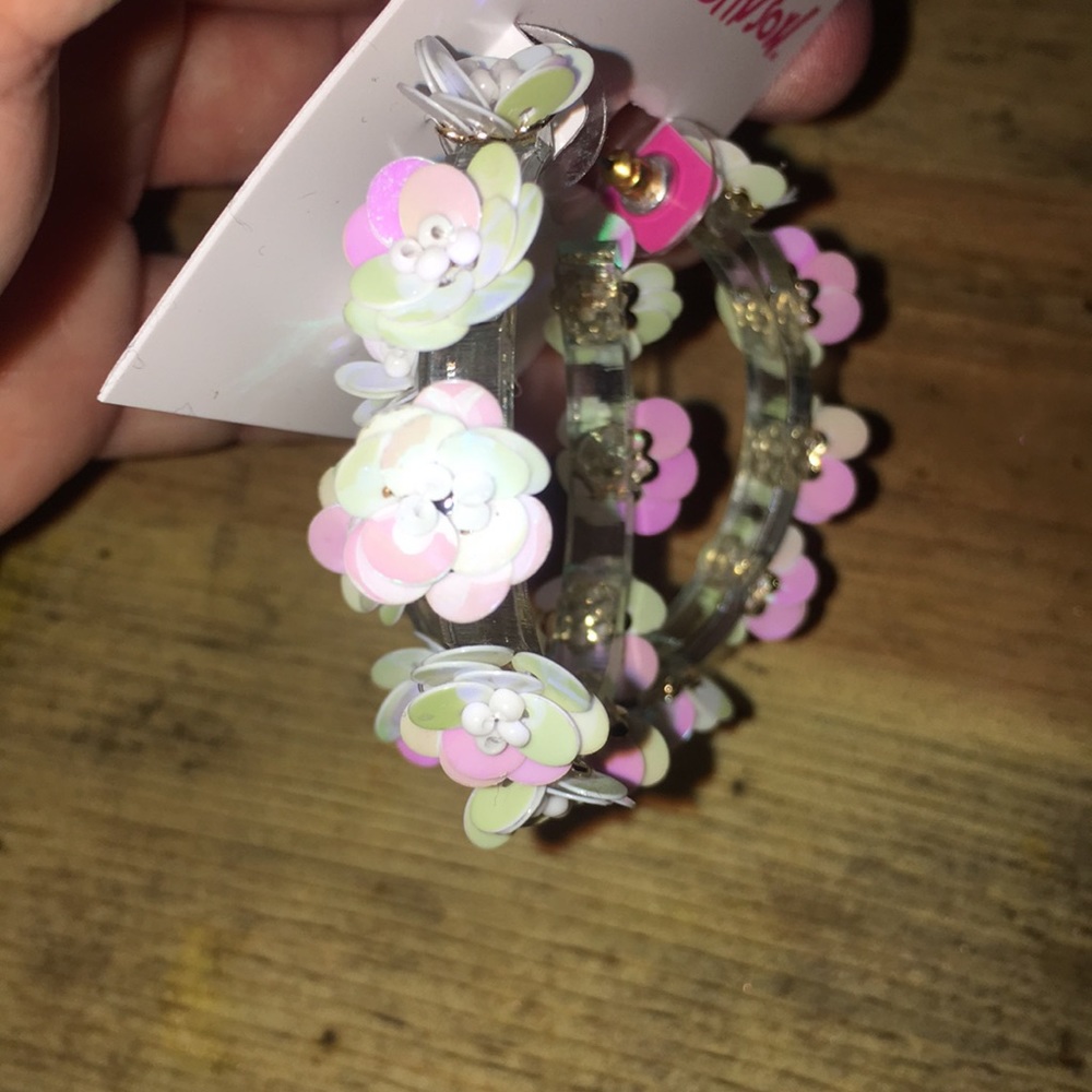 Betsey Johnson | women's studded flower hoops - Picture 2 of 6